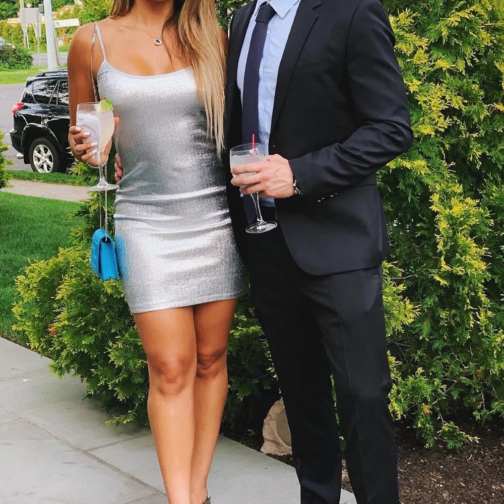 Paco Rabanne Silver Glittery Slip Dress